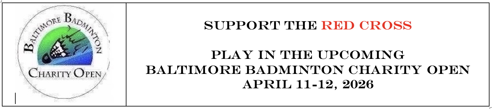 Baltimore Badminton Charity Open Banner